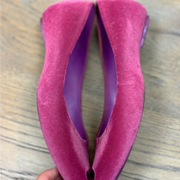 Melissa Fuchsia Velvet Peep Toe Ballet Flats Euro 38, US 7 - Picture 5 of 8